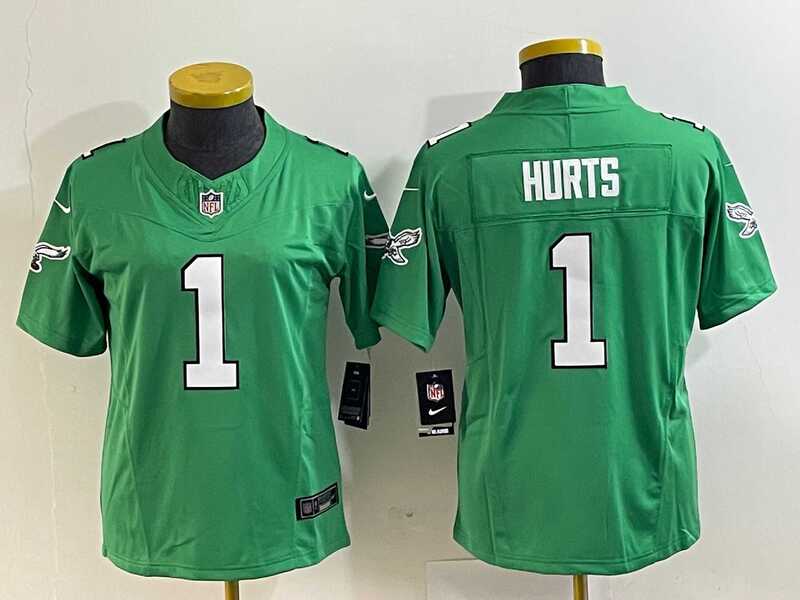 Women's Philadelphia Eagles #1 Jalen Hurts Green 2023 F.U.S.E. Stitched Football Jersey(Run Small),We sell and wholesale Women's Philadelphia Eagles #1 Jalen Hurts Green 2023 F.U.S.E. Stitched Football Jersey(Run Small) on line form chian!